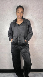 Velour Cargo Two-Piece Jogger Set