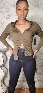 Long Sleeve Two Way Zip W/Collar