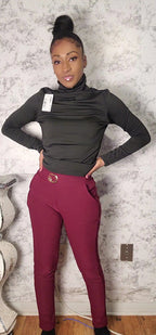 Slim CG Buckle Fur Dress Pants