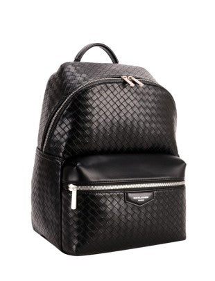 Solid Black Large Quilted Backpack